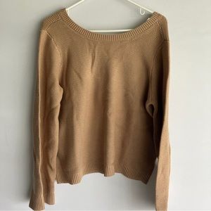 Candace Cameron Bure Novelty Stitch Sweater with Ribbon Back - Tan (M) A473388